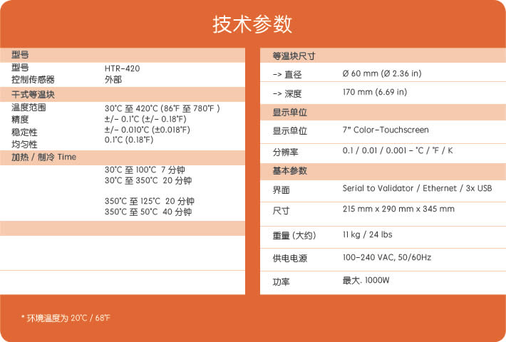 Kaye HTR-420技术规格